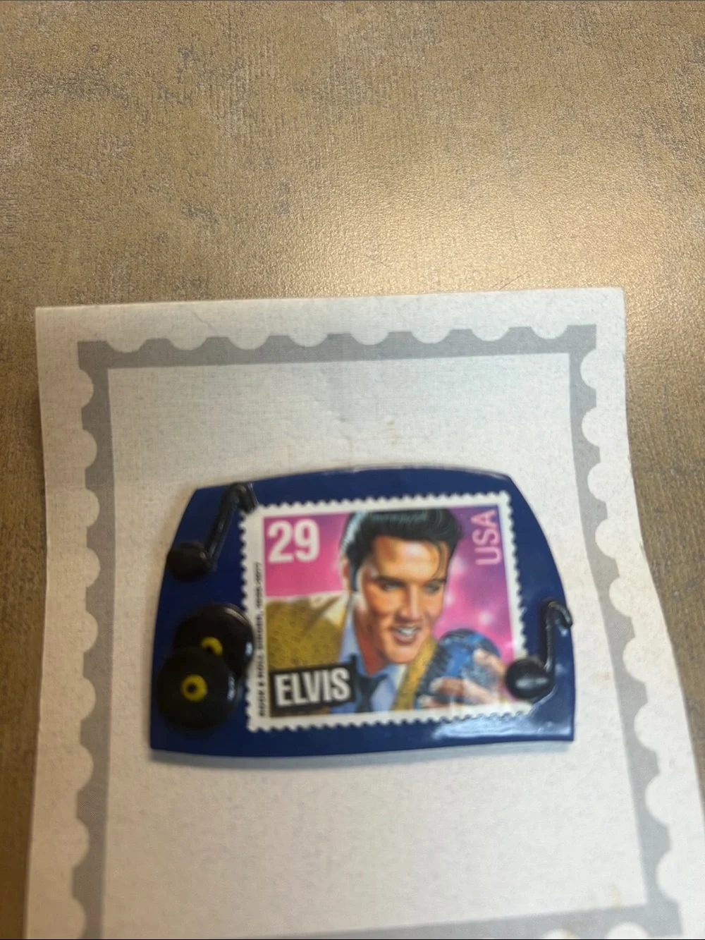 Vintage 1993 Elvis Presley 29c Stamp Pin SIGNED BY ARTIST Michele Felice 1997